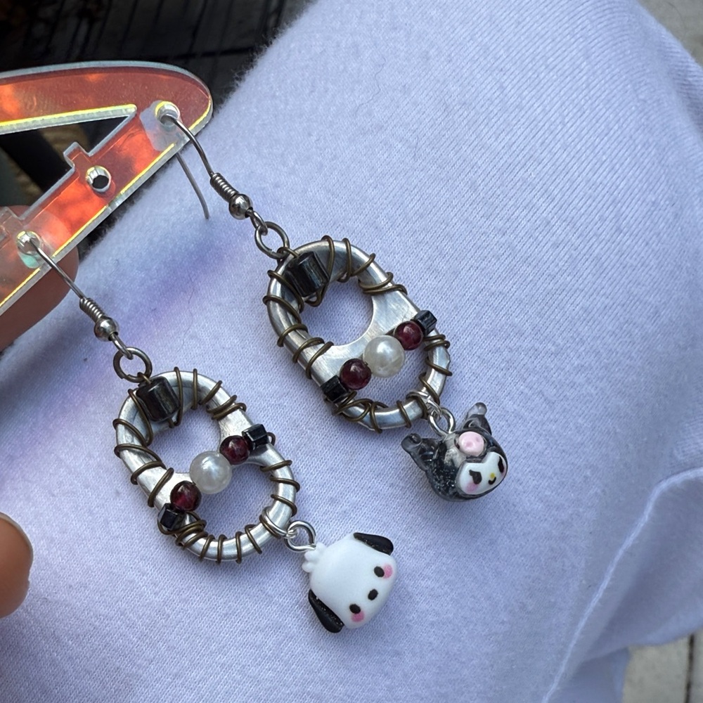 EKA UPCYCLED Soda Pop earrings with Kuormi and puppy Cute Character Earrings Set
